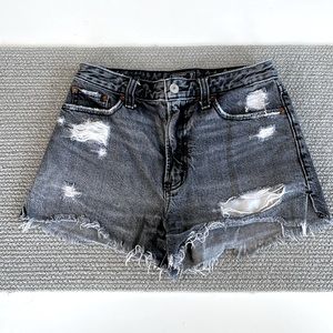 Abercrombie & Fitch Faded Black Denim Annie High Rise Short Size 25 / 0